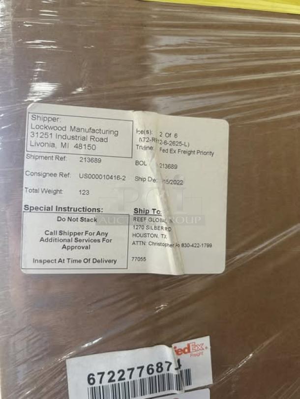 Brand new Lockwood CA72 display cabinet in packaging, includes shipping label. Full height, Dutch door style.