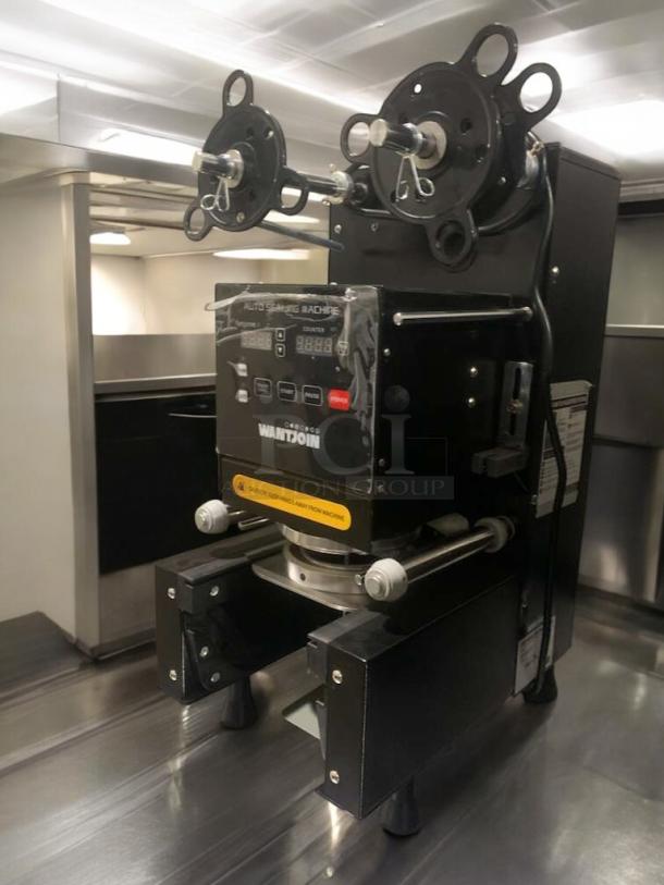 WantJoin WZ-95B automatic cup sealing machine, optimal condition, 110–120V, digital display, fully tested and working.