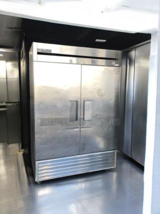 TRUE T-49F two-door commercial freezer, stainless steel, outstanding condition, fully tested, 115V, by TRUE Manufacturing.