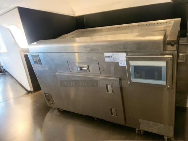 Apace UM1EGA commercial grill system in outstanding condition, 208V, stainless steel, fully tested and working, visible control panel.