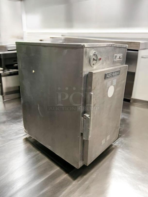 Alto-Shaam 100-S low-temp holding cabinet, stainless steel, great condition, 120V, fully tested and working, visible brand label.