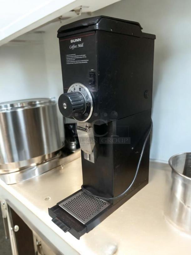 Pristine BUNN G3 HD Coffee Grinder, 120V, black, in excellent condition, fully tested and functional, by BUNN-O-Matic.
