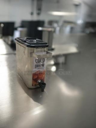 Newco Cold Brew Dispenser, stainless steel, immaculate condition, fully tested, St. Charles, MO, label indicates "Cold Brew."