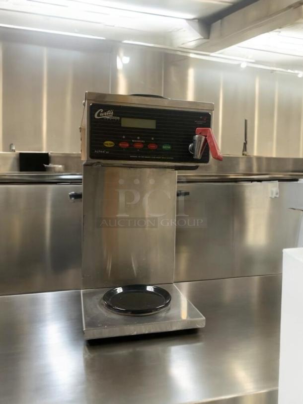 Wilbur Curtis SCALP3GT3A000 commercial coffee brewer in prime condition, 120/220V, fully tested, stainless steel finish.