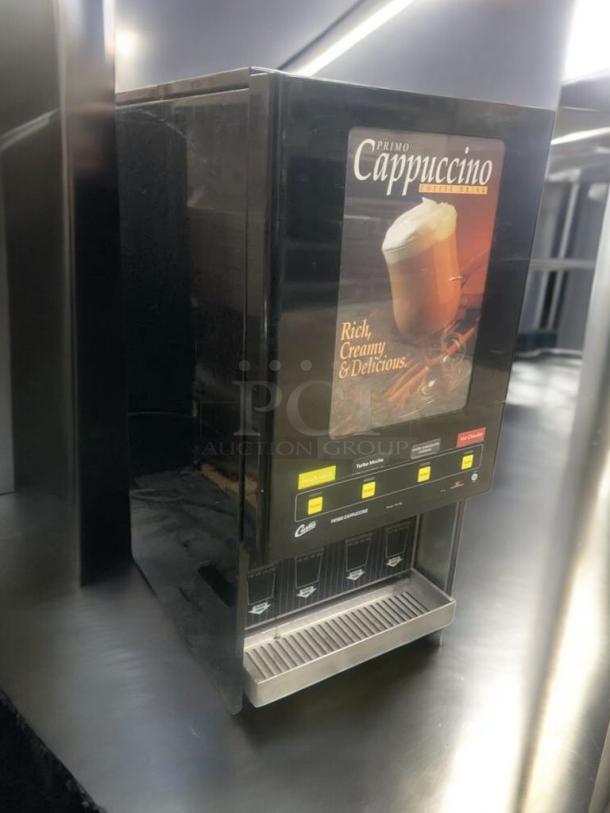 Pristine Curtis PC-4D-10-80 commercial cappuccino dispenser, tested and working, 120V, black finish, branded details visible.