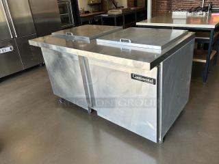 Continental SW60-24M sandwich prep unit, 60", stainless steel, excellent condition, dual lids, tested, Continental logo visible.