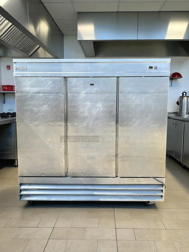 Kintera KBM3R 3-door bottom mount reach-in refrigerator, in great condition. Stainless steel, tested and working.