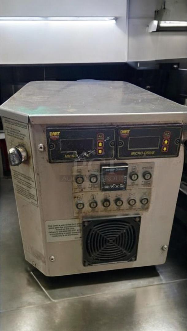 Exceptional condition XLT 3255 conveyor gas pizza oven, fully tested, operational, with control panel and fan vent visible.