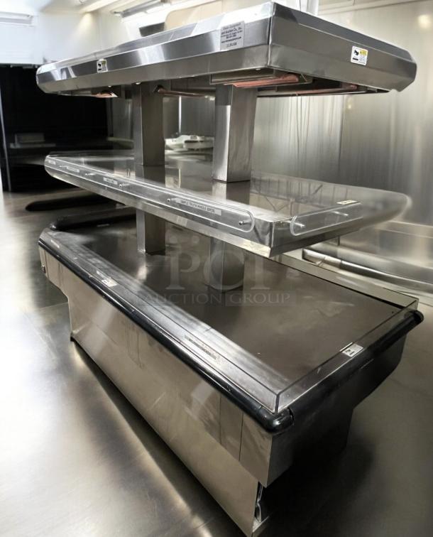 Royston 2HF-72-SS two-tier hot food merchandiser in outstanding condition. Dual heat lamp display, fully tested and operational.