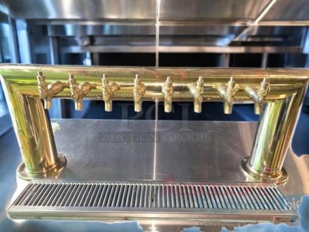 Micro Matic MBB-94-E low-profile back bar cabinet with 8-head brass draft tower. Excellent condition, fully tested.