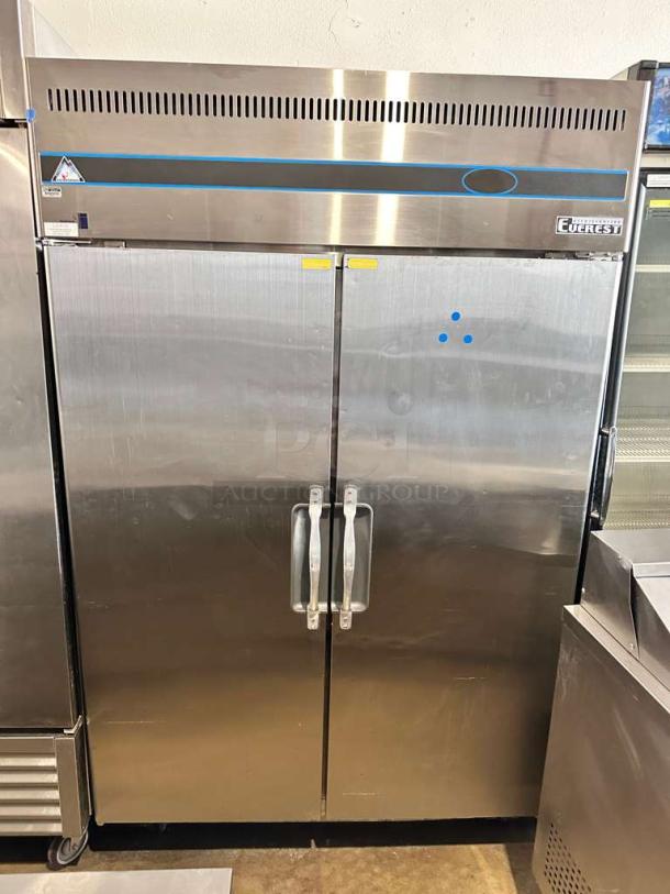Immaculate Everest ESR2 two-door reach-in refrigerator, 115V, stainless steel, assembled in Korea, fully tested and working.