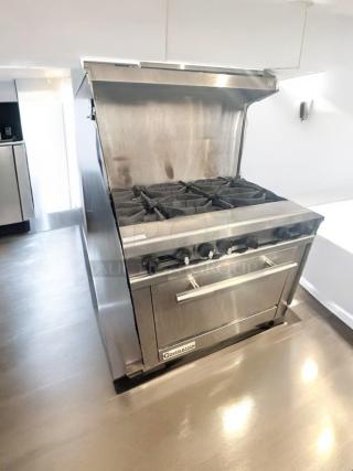 Outstanding condition Range CR-6 six-burner gas range and oven. Natural gas, stainless steel, fully tested and working.