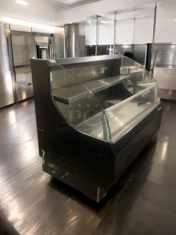 Pristine Turbo Air TOM-50LB open air merchandiser, 120V, fully tested, excellent condition, glass front, internal shelving.