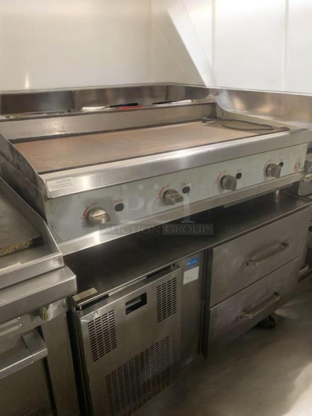 CPG 48" gas griddle, natural gas, prime condition, stainless steel, commercial flat top, fully tested and working.