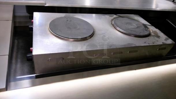 Nemco 6310-3 double burner electric hot plate, superb condition, stainless steel, fully tested, 240V, countertop model.