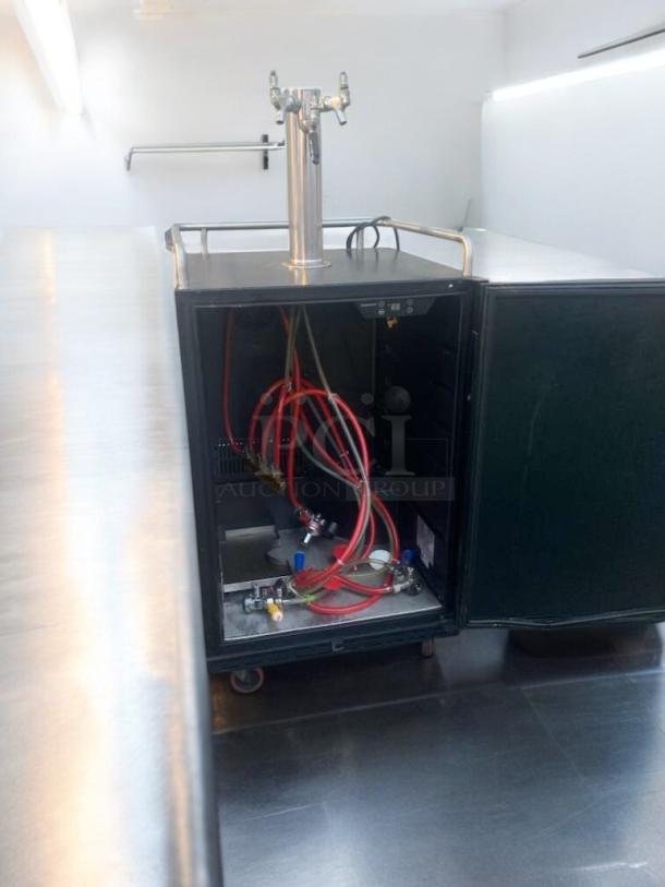 KegMaster Pro kegerator, model BDT70N3L, in prime condition. Features dual taps, internal tubing, and 115V power.