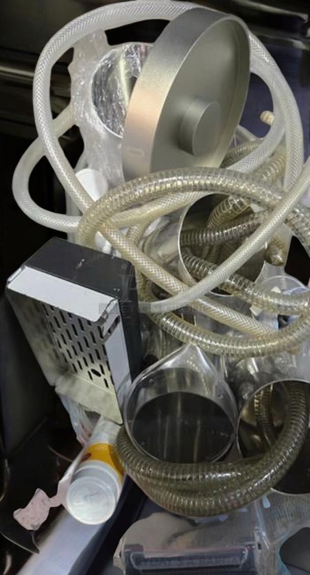 Commercial espresso machine parts, Anhui Linkbar Double Favor model, 110V, excellent condition, fully tested, visible hoses, and components.