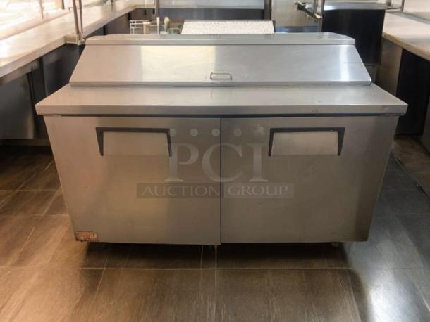 True TSSU-60-16 sandwich prep table, 60", stainless steel, dual doors, excellent condition, tested, O’Fallon, MO.