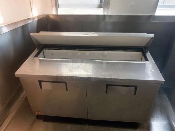 True TSSU-60-16 sandwich/salad prep table, stainless steel, prime condition, fully tested, 60” wide, double door.