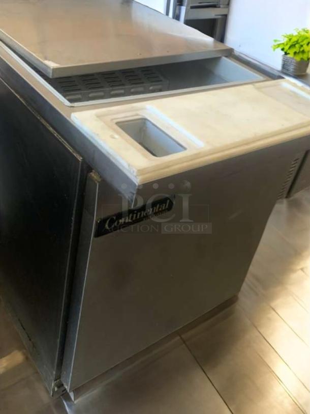 Continental Refrigeration SW27 Sandwich Prep Table, great condition, stainless steel, fully tested, visible brand label.