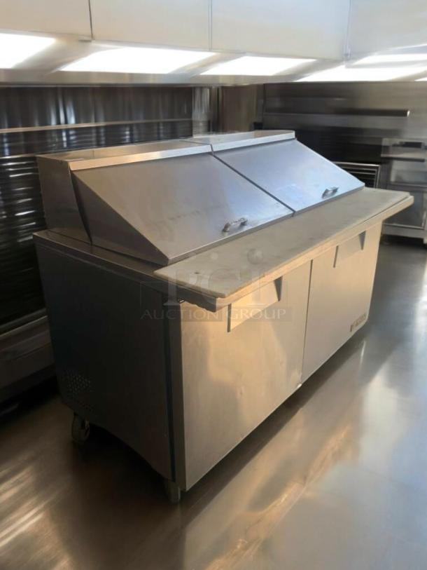True TSSU-60-24M-B-ST refrigerated prep table, 60", stainless steel, outstanding condition, fully tested, two door units.