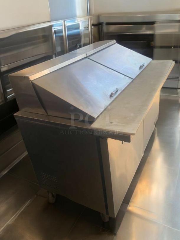 True TSSU-60-24M-B-ST 60" refrigerated sandwich prep table in outstanding condition, stainless steel, fully tested and working.