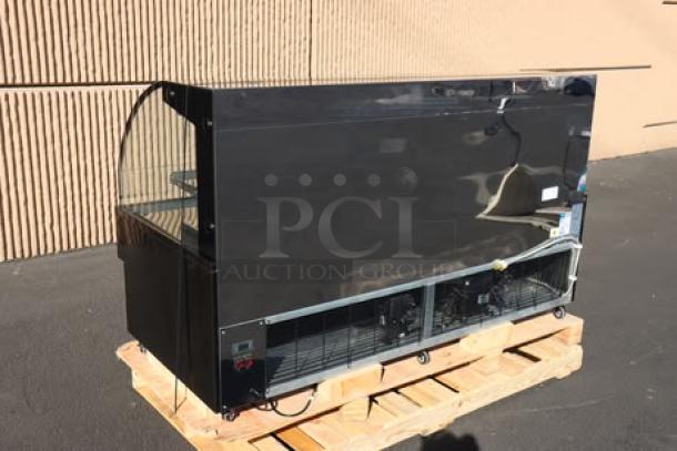 Avantco HAC-75-B Black Horizontal Air Curtain Merchandiser, brand new, with 2 shelves, LED lighting, scratch-n-dent condition.