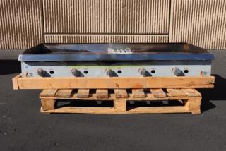 Cooking Performance Group 60" gas countertop griddle, model GM-CPG-60-NL, 150,000 BTU, manual controls, mild surface rust.