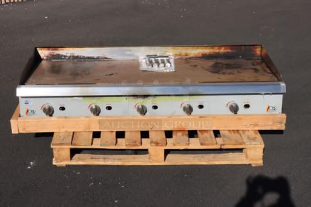 Cooking Performance Group GM-CPG-60-NL 60" gas griddle, 150,000 BTU, manual controls, mild surface rust.