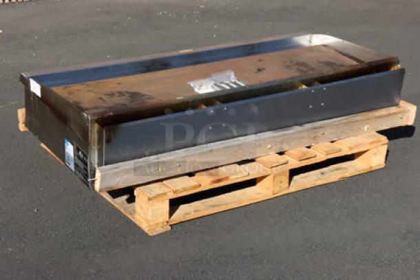 Cooking Performance Group 60" gas griddle, model GM-CPG-60-NL, with manual controls, 150,000 BTU, mild rust on surface.