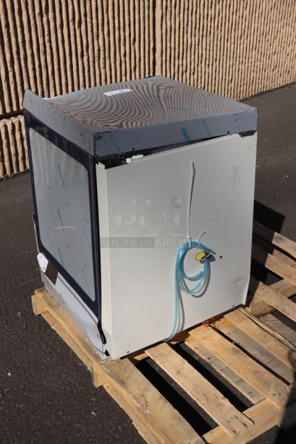 Brand new Noble Warewashing HT-UC24 dishwasher, high-temperature, with booster heater, scratch-n-dent, on pallet.