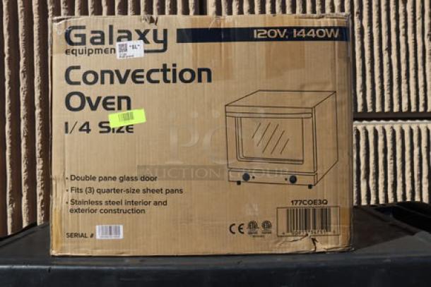 Galaxy COE3Q countertop convection oven box, 120V, 1,440W; glass is broken; serial: COE3QC24110042; brand new, scratch-n-dent.