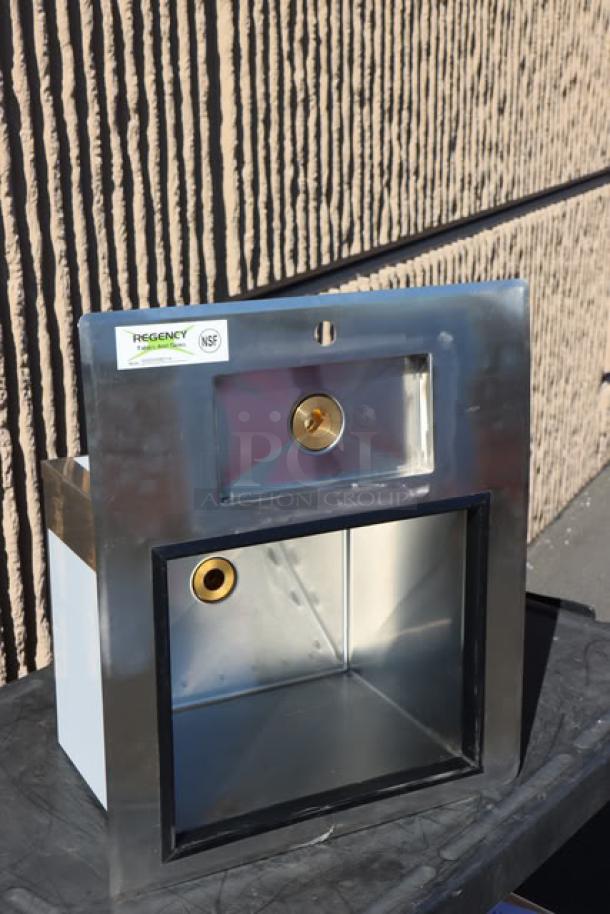 Regency 600DIWIB2118 stainless steel water station with ice bin, new, minor dents, 18"x21", NSF certified.