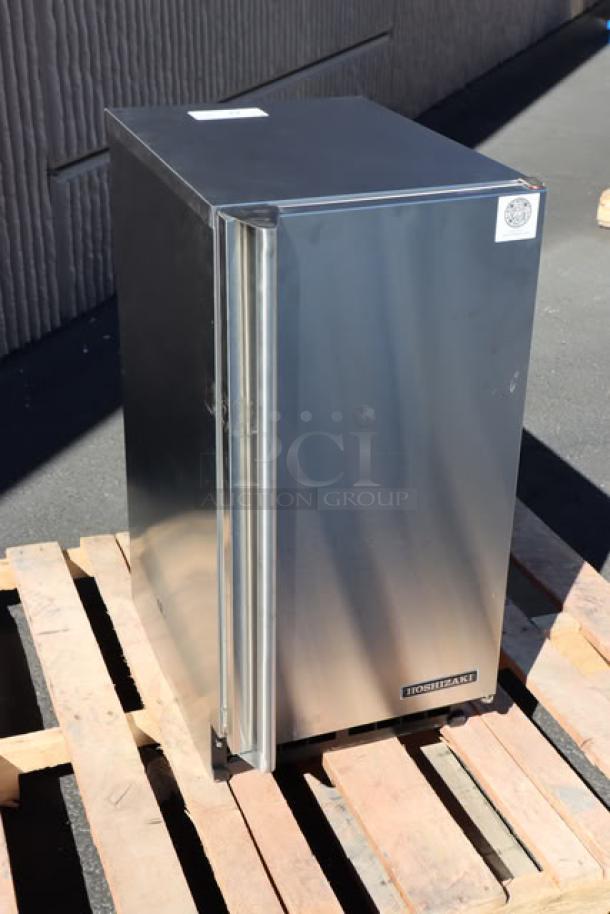Brand new 2025 Hoshizaki C-80BAK-AD undercounter ice machine, 14 7/8" wide, ADA compliant, 27 lb. bin capacity, minor scratches.