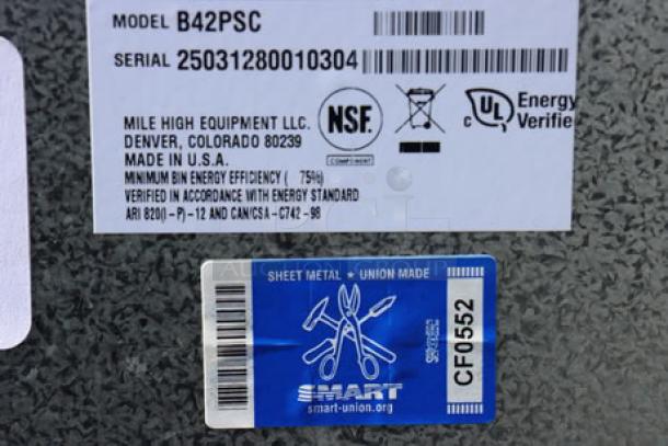 BRAND NEW Ice-O-Matic B42PSC Ice Storage Bin, 351 lb. capacity, S/N: 25031280010304. NSF and UL certified, minor dents/scratches.