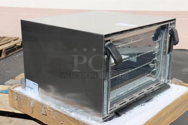 Brand new Vollrath CO4-120HS half-size countertop convection oven, 120V. Features front handles, glass door, visible internal racks.