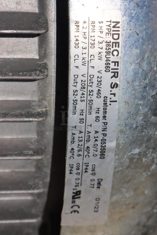 BRAND NEW Hobart FD4/500-1 garbage disposer, 5 hp, 208-230/460V, serial 104011867-EBB, scratch-n-dent condition.