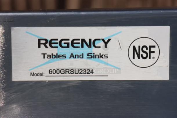 Regency stainless steel glass rack storage unit, model 600GRSU2324, NSF certified, 23" x 24", new with scratches.