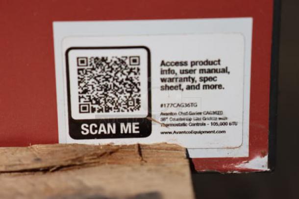 Brand new Avantco Chef Series CAG-36-TG 36" countertop gas griddle with thermostatic controls, 105,000 BTU. Out of packaging.