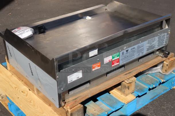 Brand new Avantco CAG-36-TG 36" countertop gas griddle with thermostatic controls, 105,000 BTU, out of packaging.