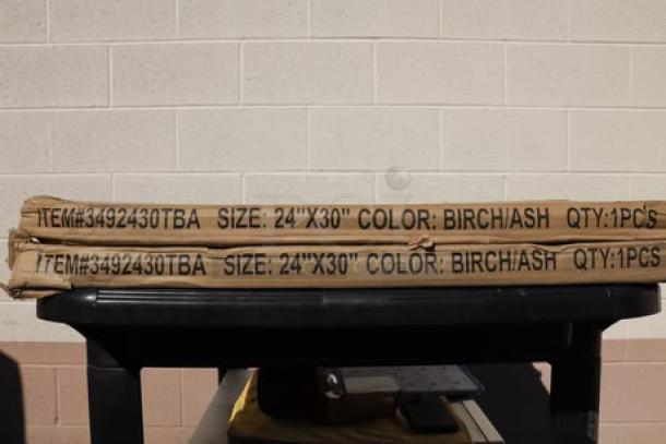 Lancaster Table & Seating 24"x30" reversible table top, birch/ash laminate. Model 3492430TBA, brand new scratch-n-dent.
