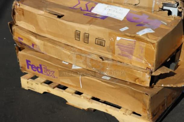 Brand new Lancaster Table & Seating 349TB72GRY30 table base in damaged original FedEx packaging.