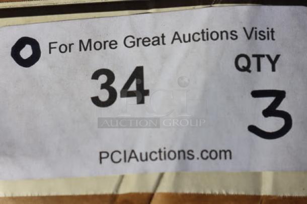 New Lancaster 349TB72GRY30 industrial gray trestle table base for 30"x72" tops, damaged packaging, tag shows quantity 3.