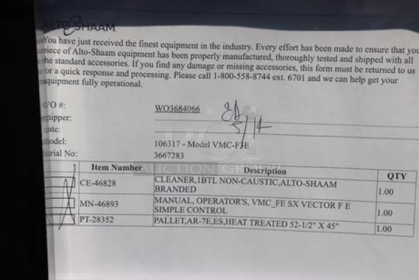 BRAND NEW Alto-Shaam Vector F Series VMC-F3E Multi-Cook Oven, minor scratches and dents, out of original packaging.