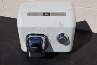 AMERICAN DRYER DR-10N hand dryer, white enamel, push button, 120V, 15A, 60Hz, steel construction, serial IJ09.