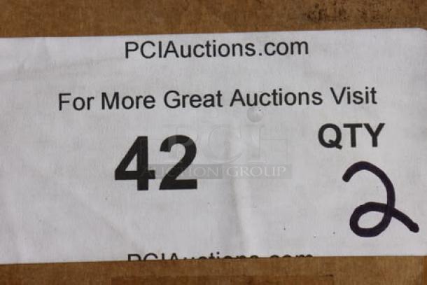 Alt text: "Label for Choice 109CARTBLGBK Black Utility Cart, indicates QTY 2, from PciAuctions.com"