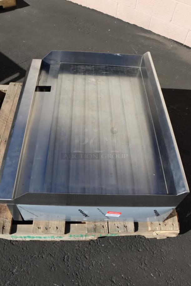 Cooking Performance Group GM-CPG-48-NL 48" gas countertop griddle, stainless steel, manual controls, new condition.