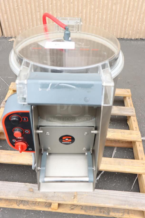 Brand new Sammic PI-20 potato peeler, 44 lb. capacity, 120V, 3/4 hp. Out of box, minor scratches, visible control panel.