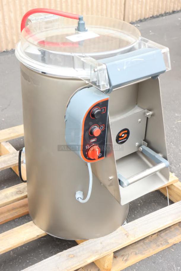 BRAND NEW Sammic PI-20 44 lb. Potato Peeler, 120V, 3/4 hp, out of box, minor scratches/dents, serial 10006182491103.