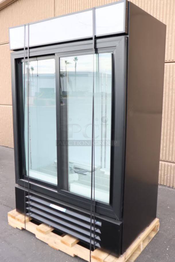BRAND NEW Beverage-Air MMR45HC-1-B glass door merchandiser. Black finish, 52" wide, 44 Cu. Ft., minor scratches/dents.